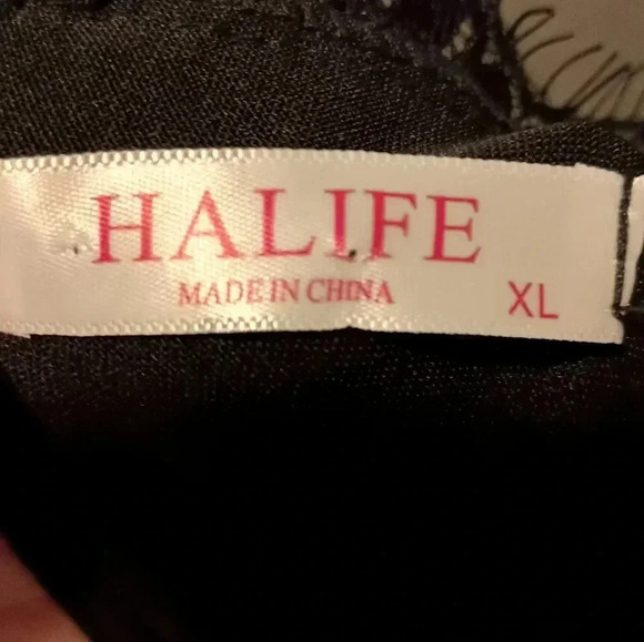 HALIFE black lace sheer sleeveless floral Formal Whimsigoth Fairycore top - Picture 2 of 10